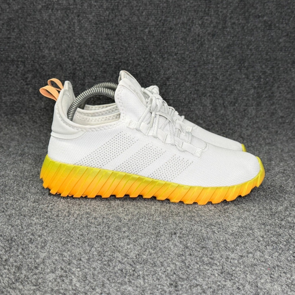 Adidas Kaptir Flow Running Shoes Boy's 7 White Hazy Orange Athletic Run Training